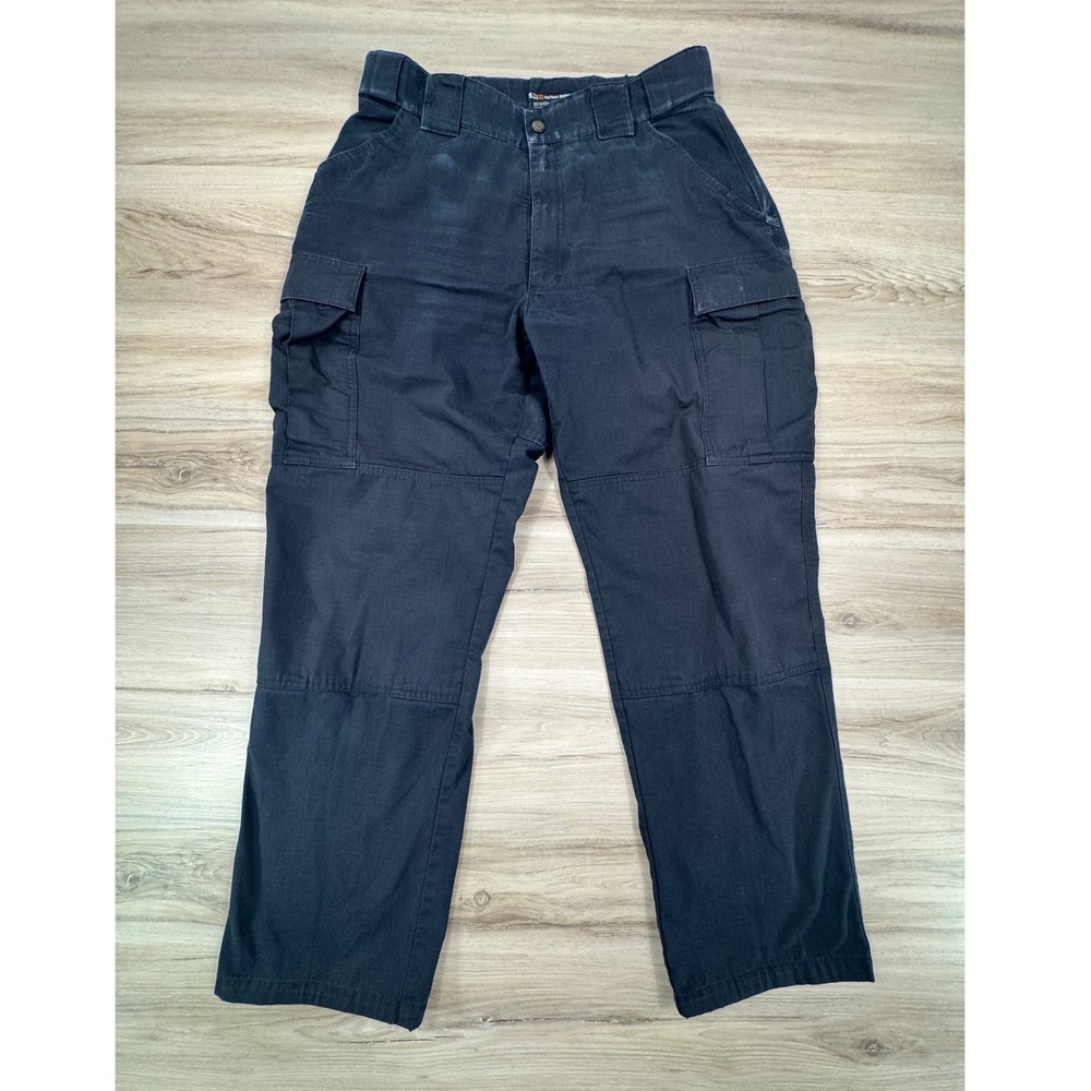 5.11 Tactical Series Mens Black Ripstop Cargo Pants Workwear 35x31.5 Reinforced